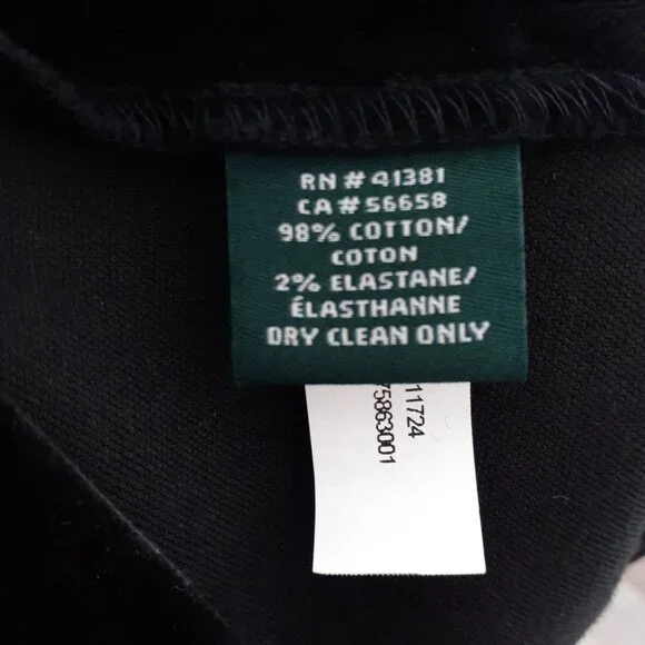 Ralph Lauren Velvet Pants Sz 14 Black Womens Side Zip 49A - Picture 6 of 6